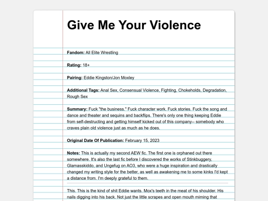 fanfics/subcategories/wrestling/aew/givemeyourviolence screenshot