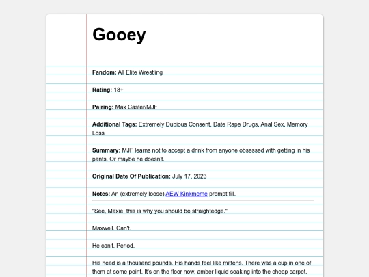 fanfics/subcategories/wrestling/aew/gooey screenshot