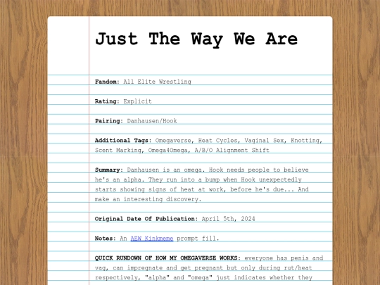 fanfics/subcategories/wrestling/aew/justthewayweare screenshot