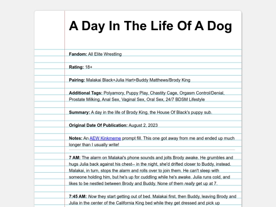 fanfics/subcategories/wrestling/aew/lifeofadog screenshot