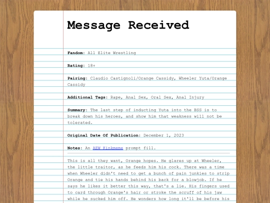 fanfics/subcategories/wrestling/aew/messagereceived screenshot