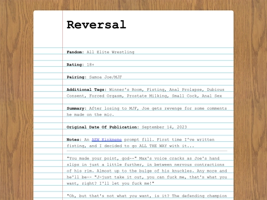 fanfics/subcategories/wrestling/aew/reversal screenshot