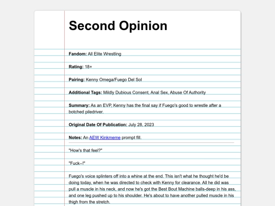 fanfics/subcategories/wrestling/aew/secondopinion screenshot