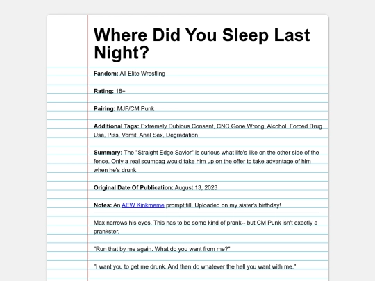 fanfics/subcategories/wrestling/aew/wheredidyousleep screenshot