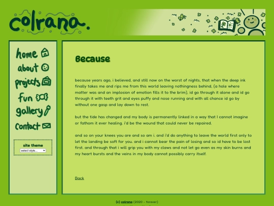 fun/writing/because screenshot