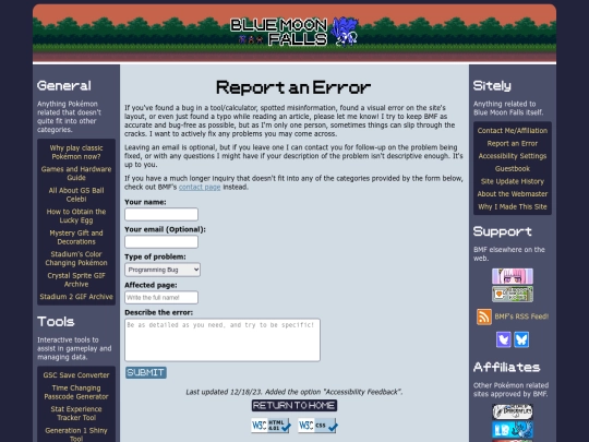pages/sitely/bug-reports screenshot