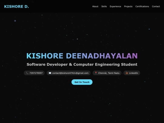 Portfolio /myportfolio/kishore portfolio screenshot