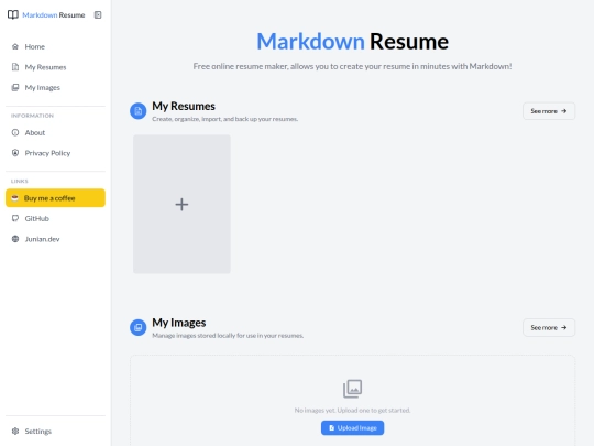 markdown-resume/privacy-policy screenshot