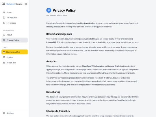 markdown-resume/privacy screenshot