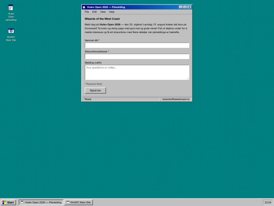 turnering/påmelding screenshot