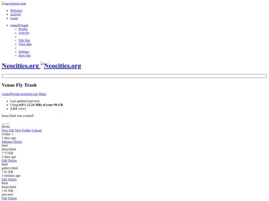Folder 1/Neocities - Dashboard home screenshot