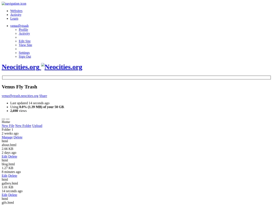 Folder 1/Neocities - Dashboard screenshot