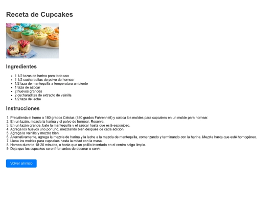recetario/cupcakes screenshot