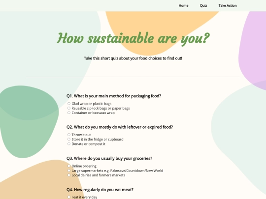 Food Sustainability/quiz screenshot