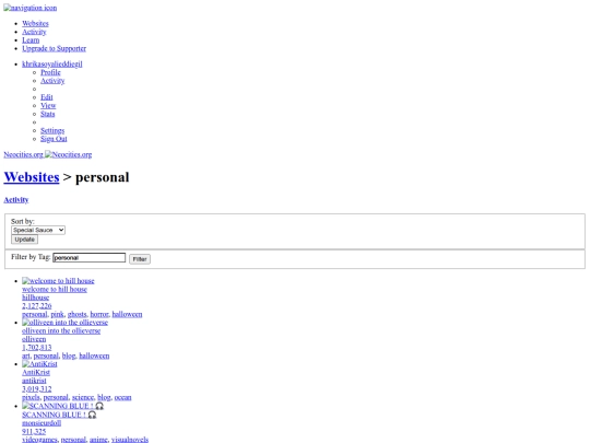 Neocities - Sites tagged personal screenshot