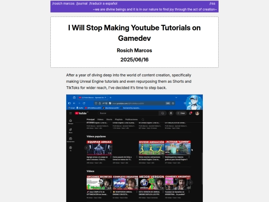 journal/i-will-stop-making-youtube-tutorials-on-gamedev screenshot