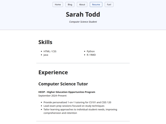 resume screenshot