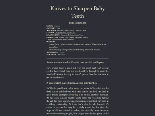 fics/knivestosharpenbabyteeth screenshot