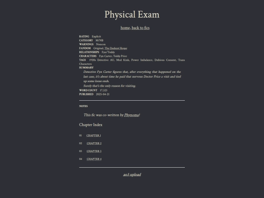 fics/physicalexam screenshot