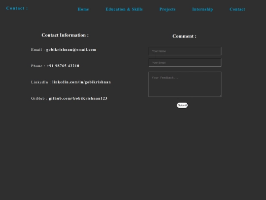 Portfolio/contact screenshot