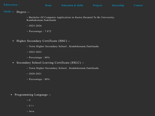 Portfolio/education screenshot