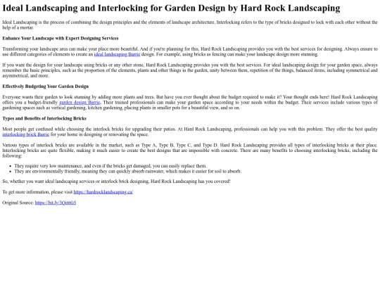 IdealLandscapingandInterlockingforGardenDesignbyHardRockLandscaping screenshot