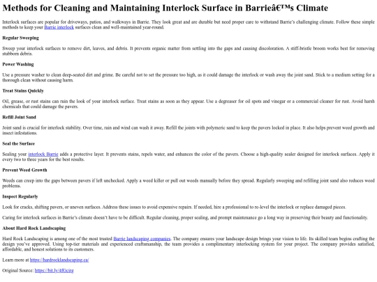 MethodsforCleaningandMaintainingInterlockSurfaceinBarriesClimate screenshot