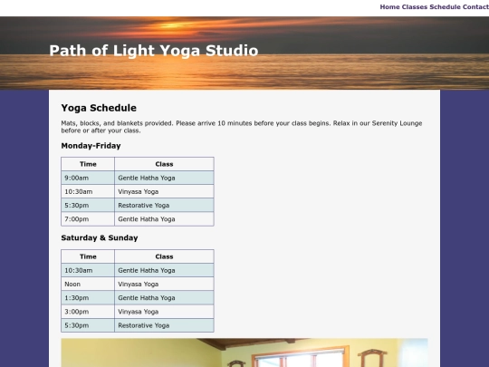 schedule screenshot