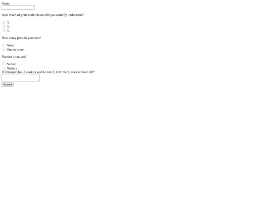 MathTestForm screenshot