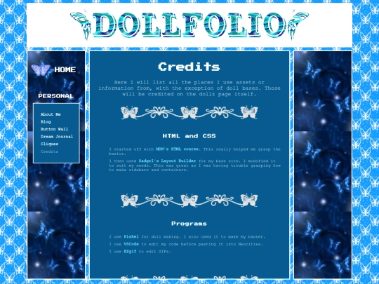 pages/personal/credits screenshot