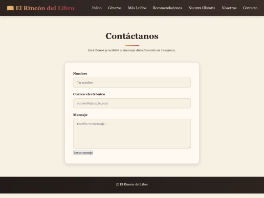 El Rincon del Libro/contacto screenshot