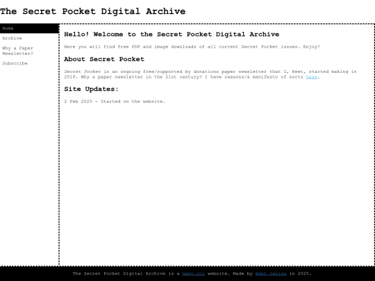 zines/secret-pocket/subscribe screenshot