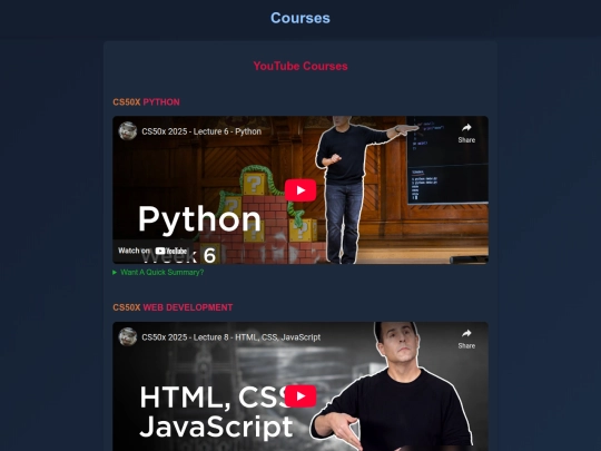 Courses screenshot