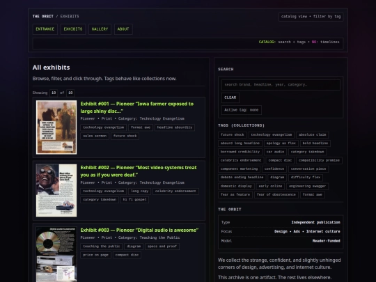 exhibits screenshot