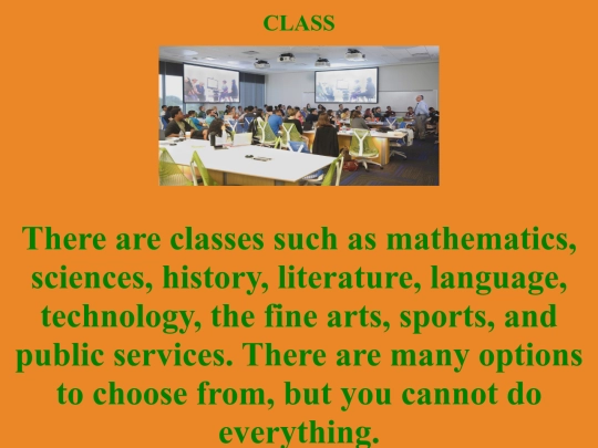 Universities/classes screenshot