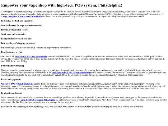 Empoweryourvapeshopwithhigh-techPOSsystemPhiladelphia screenshot