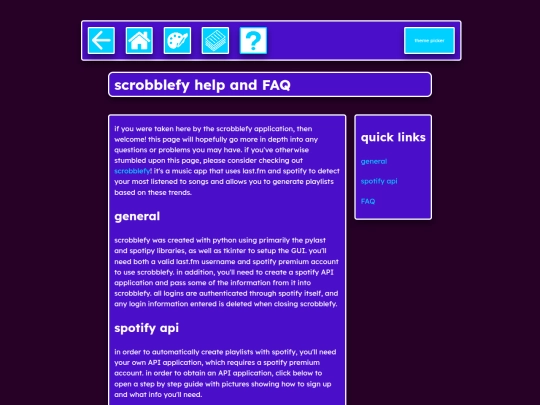 about/help/scrobblefy screenshot