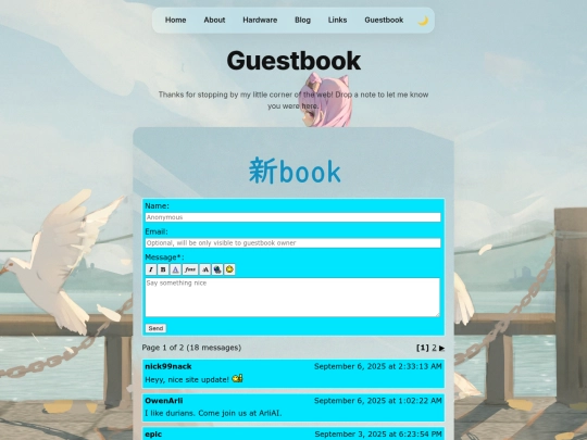 guestbook screenshot