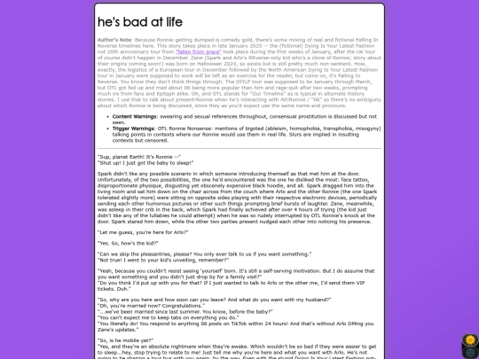 fanfic/badatlife screenshot