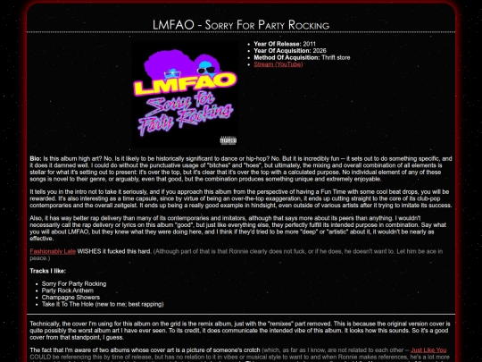 musicscene/cds/sorryforpartyrocking screenshot