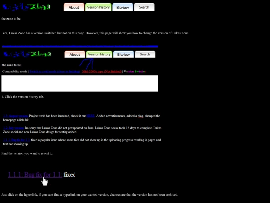 Versionswitch screenshot