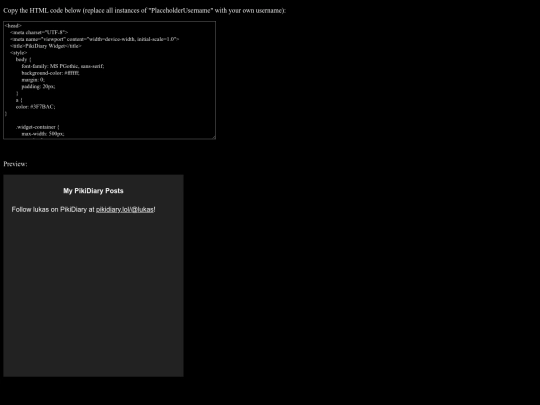 pikidiary_widgetcodedark screenshot
