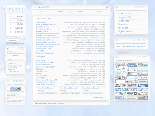 links screenshot