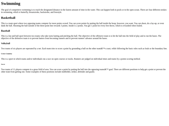 sportswebpage screenshot
