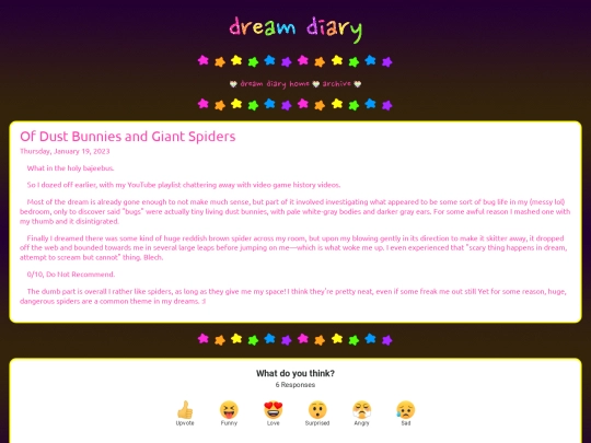 dreams/posts/2023-01-19-Of-Dust-Bunnies-and-Giant-Spiders screenshot