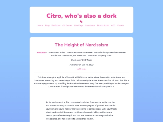 fanfiction/the-height-of-narcissism screenshot