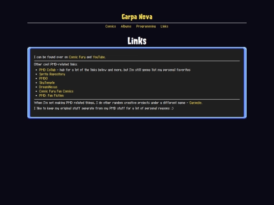 links screenshot
