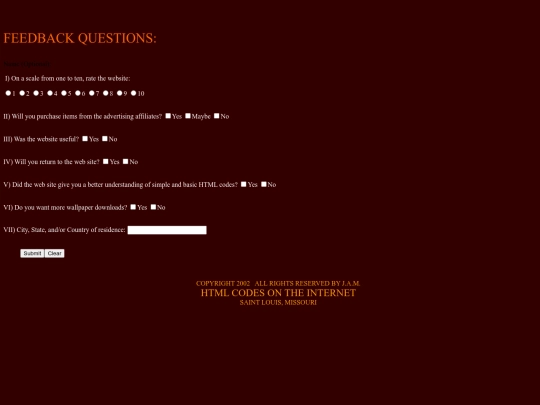 htmlcodes/feedback screenshot