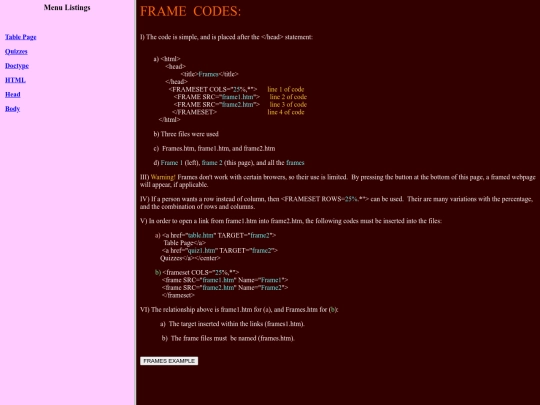 htmlcodes/frames screenshot