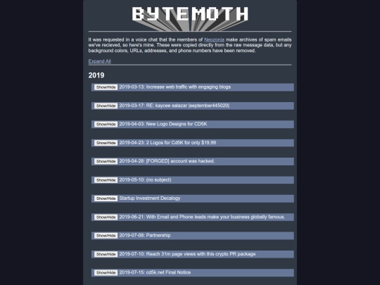 mothzone/spam screenshot